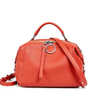 Petit sac bandoulière femme en cuir, deux sangles, neuf coloris, rouge et orange