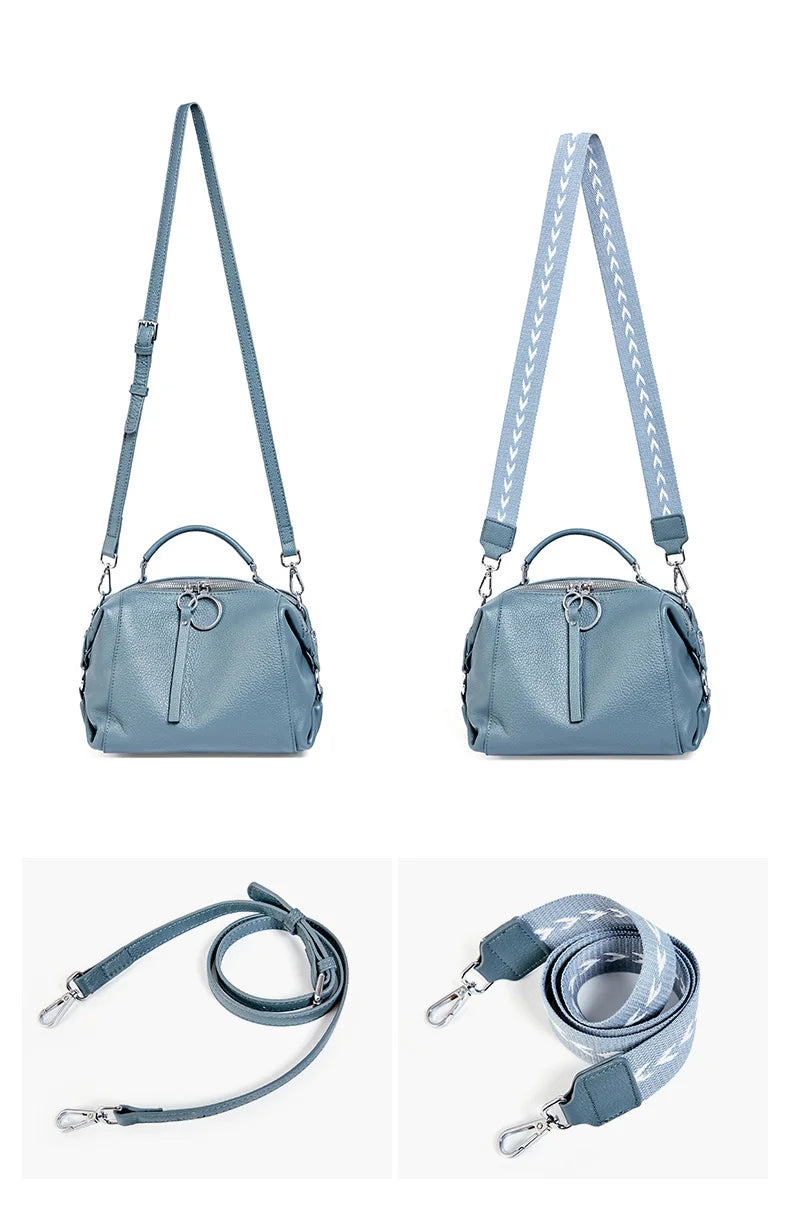 Petit sac bandoulière femme en cuir, deux sangles, neuf coloris