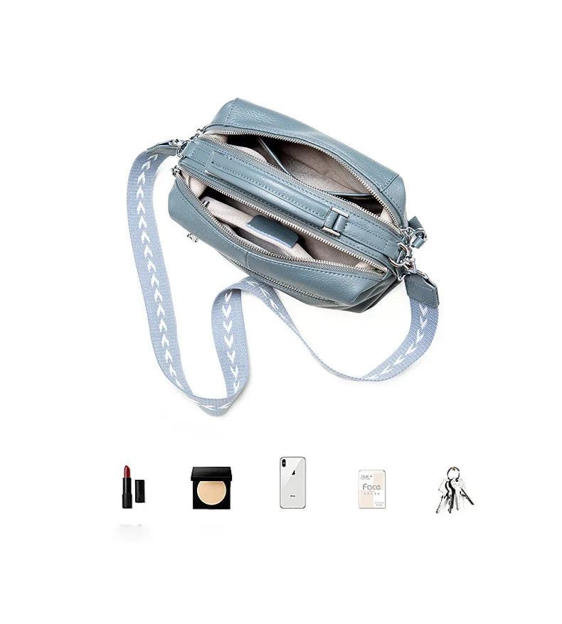 Petit sac bandoulière femme en cuir, deux sangles, neuf coloris