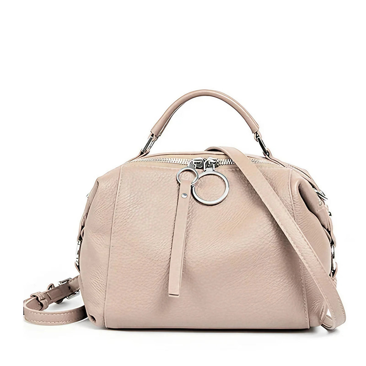 Petit sac bandoulière femme en cuir, deux sangles, neuf coloris, crème