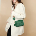 Mini sac bandoulière femme vert à rabat, 17 x 11 x 6 cm