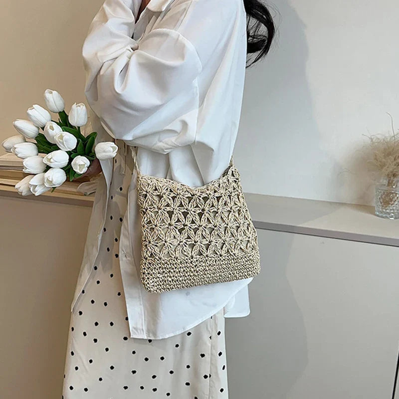 Sac bandoulière femme d'été doublé et zippé, 22 x 19 cm