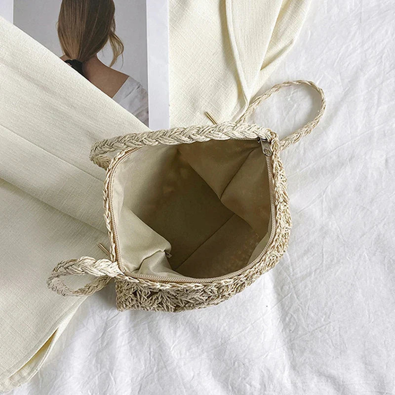 Sac bandoulière femme d'été doublé et zippé, 22 x 19 cm