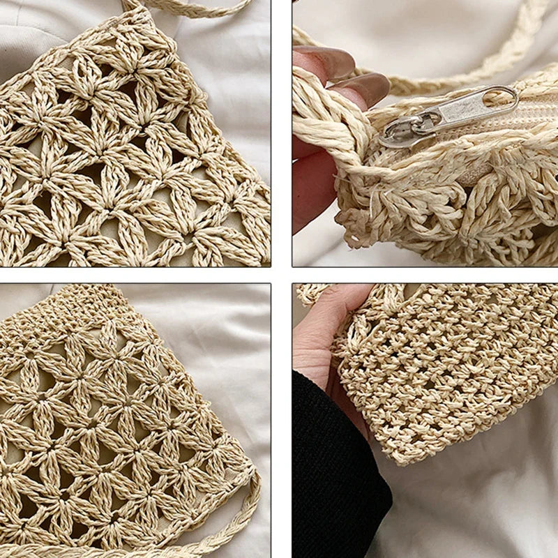 Sac bandoulière femme d'été doublé et zippé, 22 x 19 cm