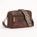 Sac bandoulière femme style bohème, sangle réglable, sept coloris, marron foncé