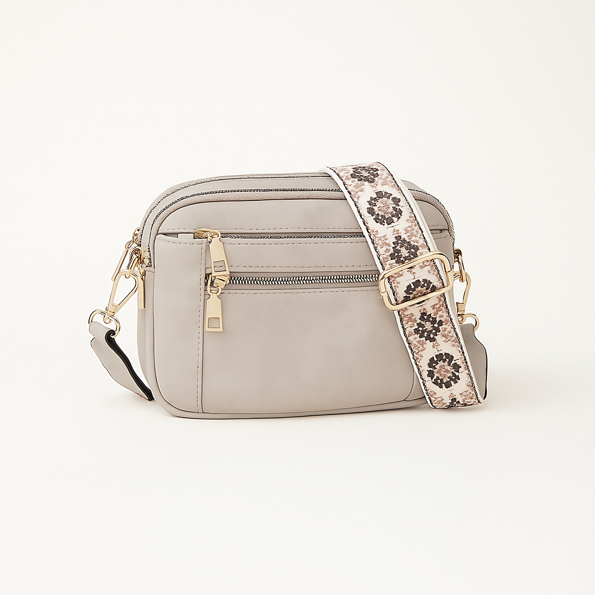 Sac bandoulière femme style bohème, sangle réglable, sept coloris, gris clair