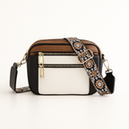 Sac bandoulière femme style bohème, sangle réglable, sept coloris, noir et blanc