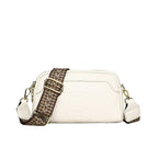 Sac effet croco femme, large bandoulière à motif baroque, blanc