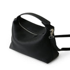 Petit sac bandoulière femme en cuir grainé, sangle amovible, noir
