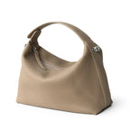 Petit sac bandoulière femme en cuir grainé, sangle amovible, gris