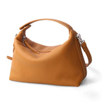 Petit sac bandoulière femme en cuir grainé, sangle amovible, marron