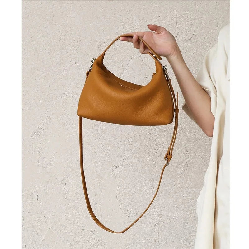 Petit sac bandoulière femme en cuir grainé, sangle amovible