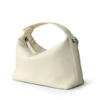 Petit sac bandoulière femme en cuir grainé, sangle amovible, blanc cassé