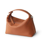 Petit sac bandoulière femme en cuir grainé, sangle amovible, caramel