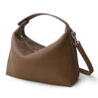 Petit sac bandoulière femme en cuir grainé, sangle amovible, gris foncé