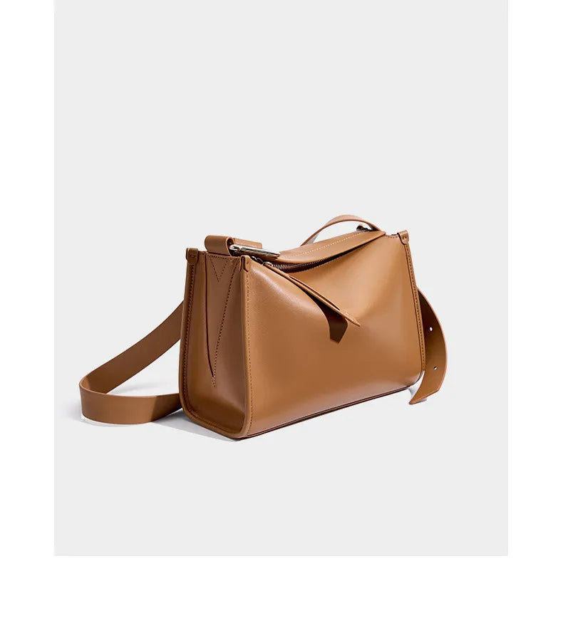 Sac bandoulière femme carré, anse ajustable, camel ou beige