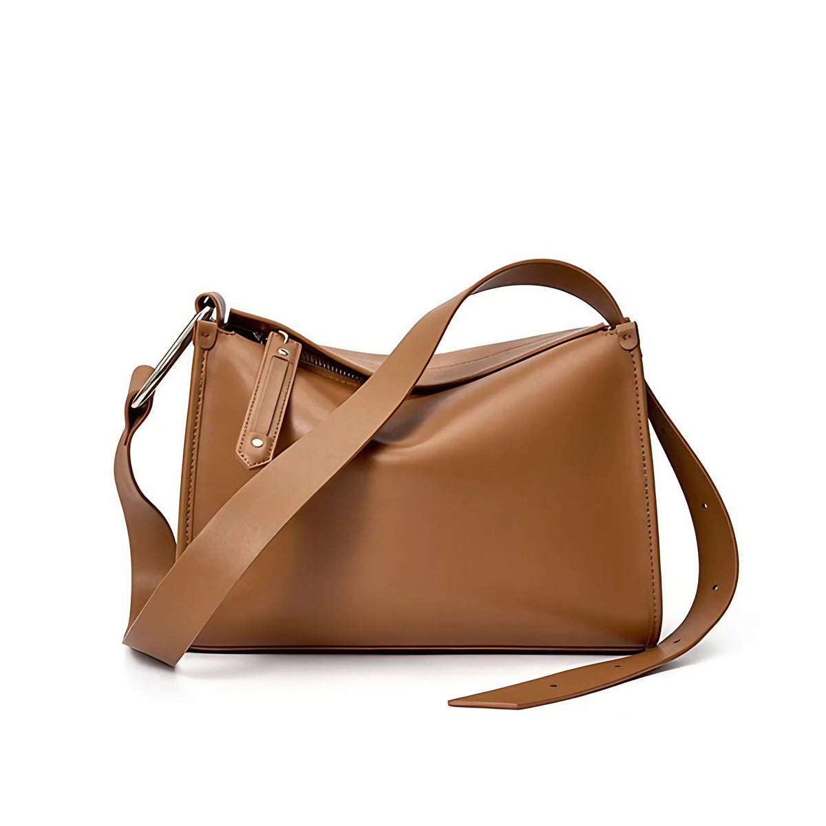 Sac bandoulière femme carré, anse ajustable, camel ou beige, camel