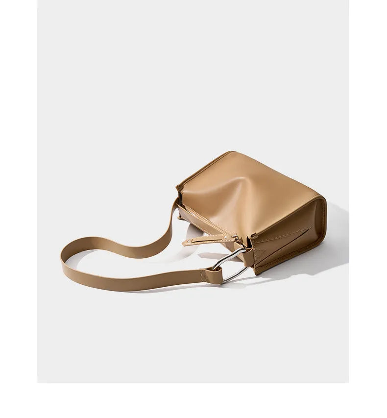 Sac bandoulière femme carré, anse ajustable, camel ou beige