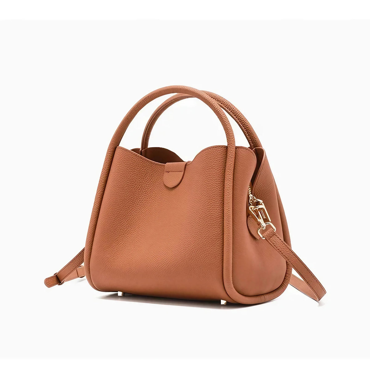 Sac bandoulière femme en cuir grainé, trois compartiments