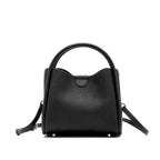 Sac bandoulière femme en cuir grainé, trois compartiments, noir
