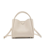 Sac bandoulière femme en cuir grainé, trois compartiments, écru
