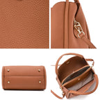 Sac bandoulière femme en cuir grainé, trois compartiments