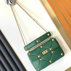 Sac bandoulière femme à clous et chaîne amovible, huit coloris, vert
