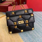 Sac bandoulière femme à clous et chaîne amovible, huit coloris, noir et or