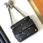Sac bandoulière femme à clous et chaîne amovible, huit coloris, noir et argent