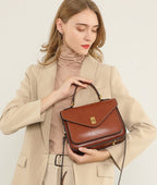 Sac bandoulière femme en cuir à poches zippées, 23 cm