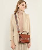 Sac bandoulière femme en cuir à poches zippées, 23 cm