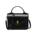 Sac bandoulière femme en cuir à poches zippées, 23 cm, noir