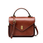 Sac bandoulière femme en cuir à poches zippées, 23 cm, café foncé