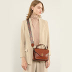 Sac bandoulière femme en cuir à poches zippées, 23 cm