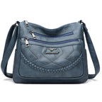 Sac bandoulière femme zippé à bouton aimanté, quatre coloris, bleu