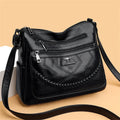 Sac bandoulière femme zippé à bouton aimanté, quatre coloris, noir