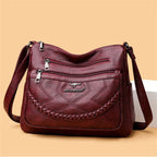 Sac bandoulière femme zippé à bouton aimanté, quatre coloris