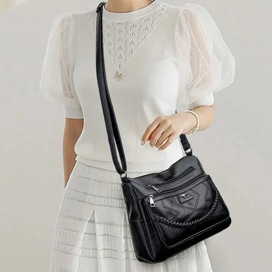 Sac bandoulière femme zippé à bouton aimanté, quatre coloris