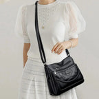 Sac bandoulière femme zippé à bouton aimanté, quatre coloris