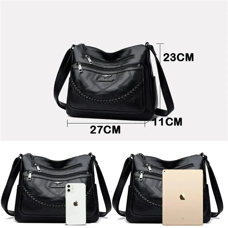 Sac bandoulière femme zippé à bouton aimanté, quatre coloris