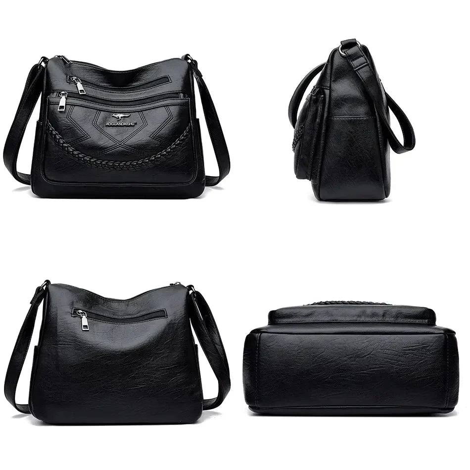 Sac bandoulière femme zippé à bouton aimanté, quatre coloris
