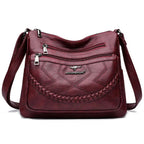 Sac bandoulière femme zippé à bouton aimanté, quatre coloris, rouge