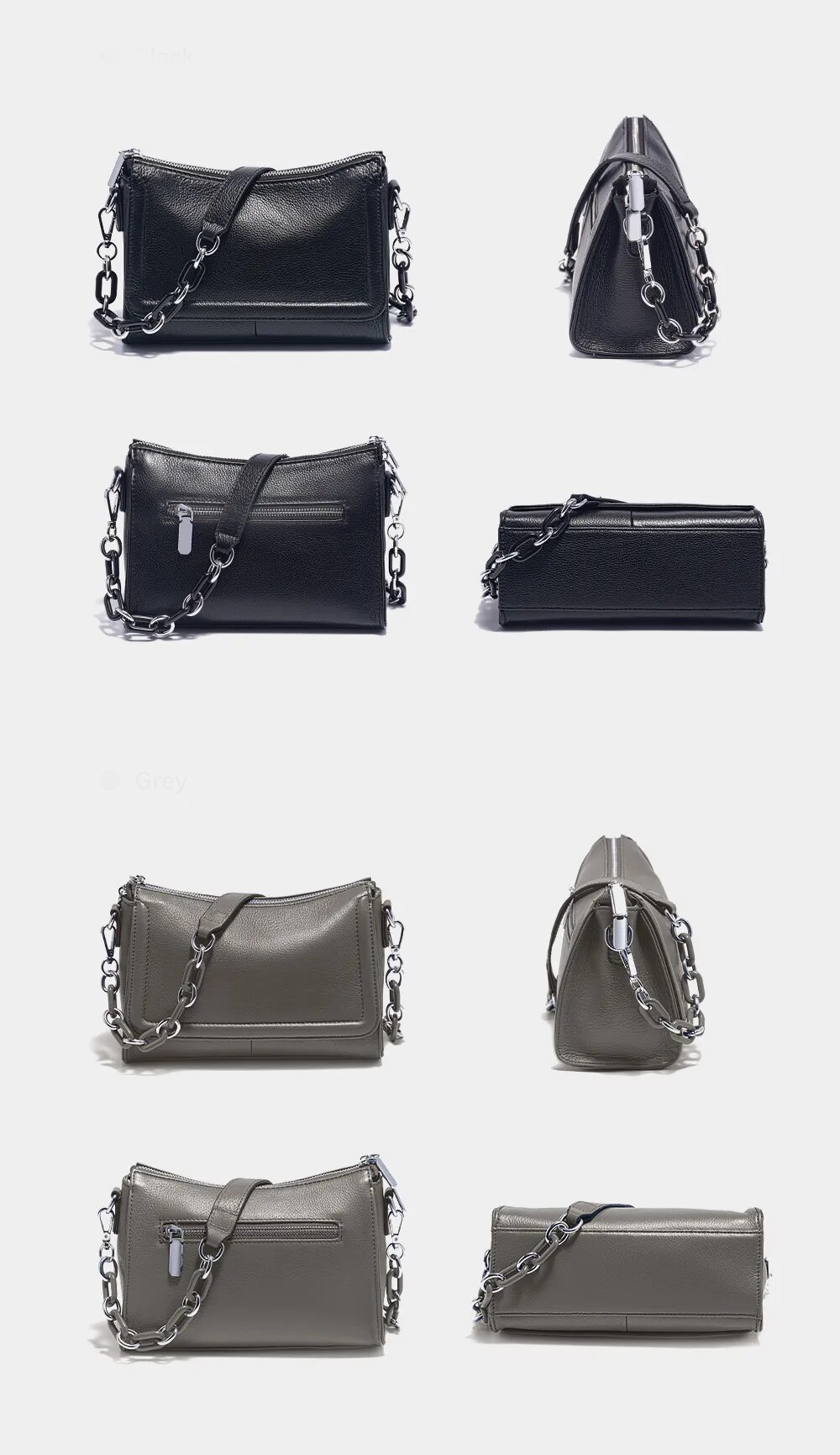 Sac bandoulière femme à deux sangles, chaîne à gros maillons