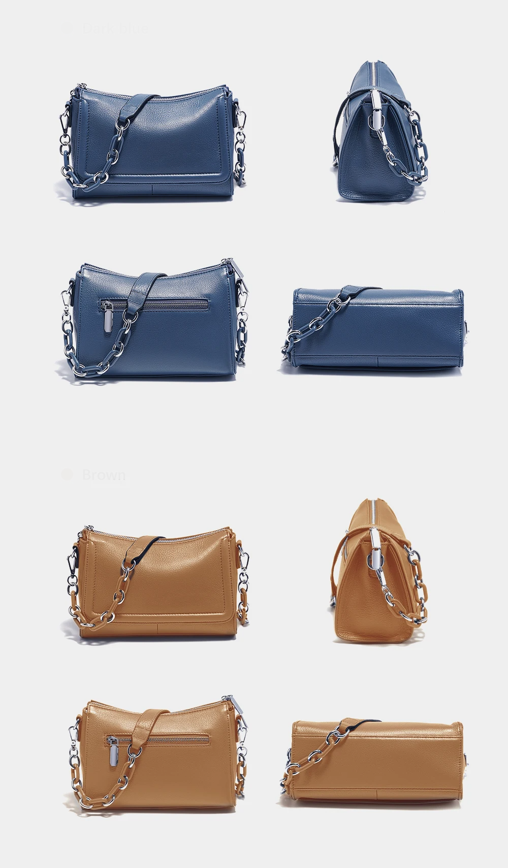 Sac bandoulière femme à deux sangles, chaîne à gros maillons