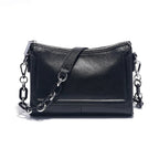 Sac bandoulière femme à deux sangles, chaîne à gros maillons, noir