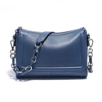 Sac bandoulière femme à deux sangles, chaîne à gros maillons, bleu