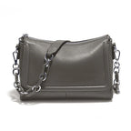 Sac bandoulière femme à deux sangles, chaîne à gros maillons, gris