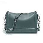 Sac bandoulière femme à deux sangles, chaîne à gros maillons, vert