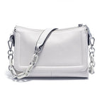 Sac bandoulière femme à deux sangles, chaîne à gros maillons, crème