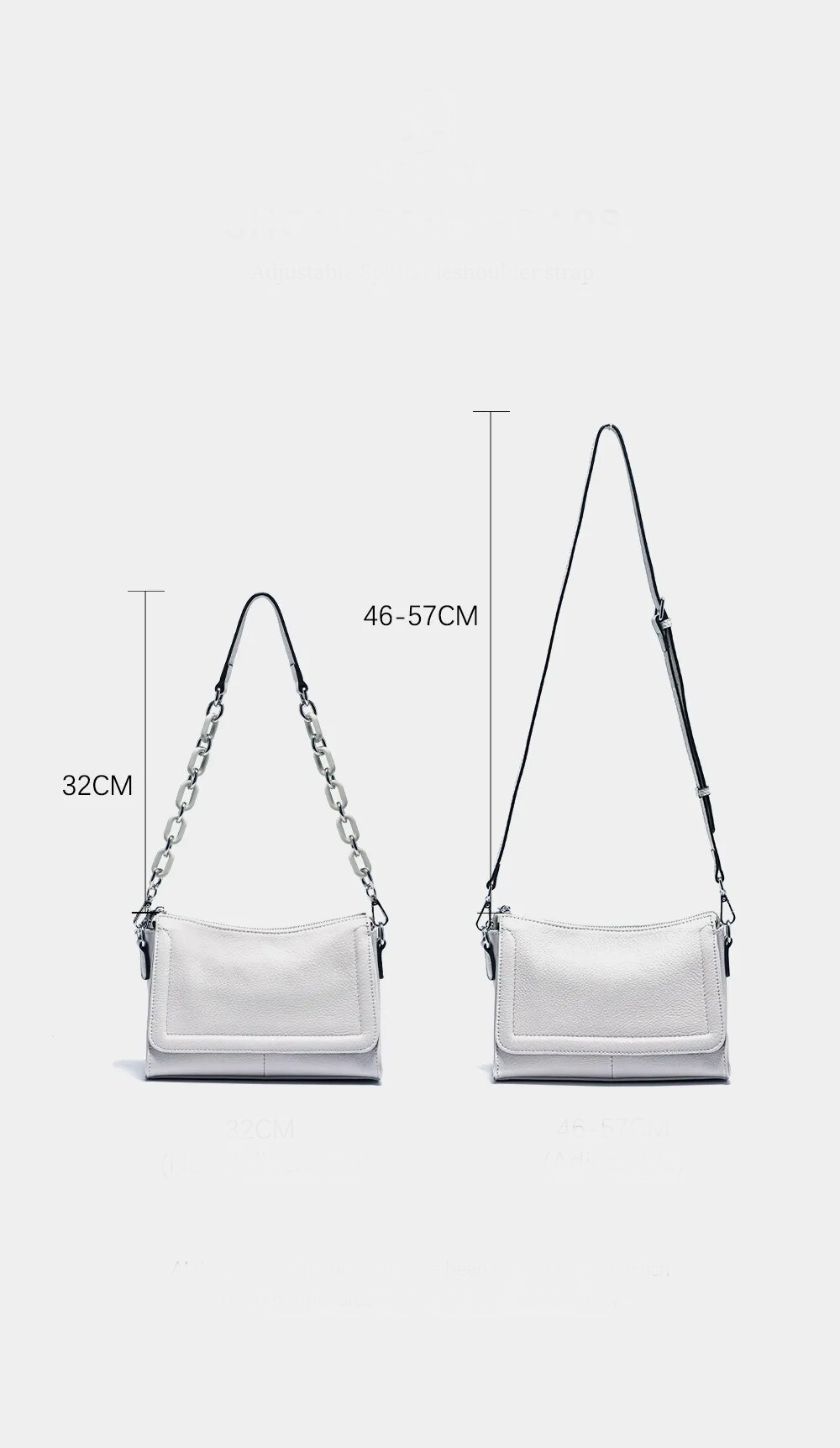Sac bandoulière femme à deux sangles, chaîne à gros maillons